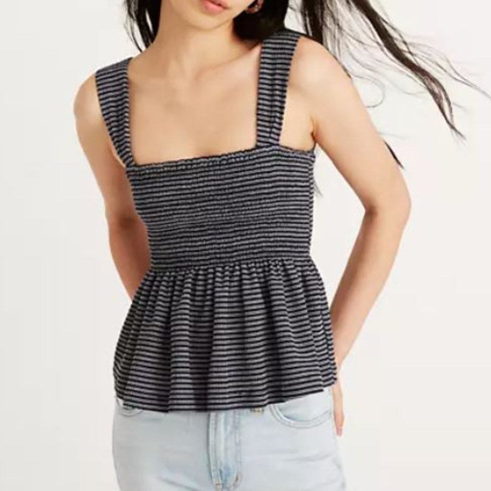 NWT Madewell Texture & Thread Smocked Peplum Tank - Picture 1 of 11